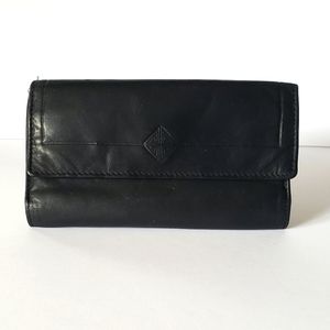 VINTAGE PRINCESS GARDNER FULL GRAIN COWHIDE BLACK TRIFOLD WALLET